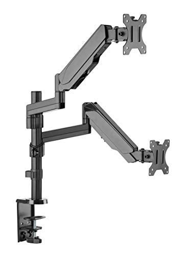 TechOrbits Triple/Double/Single Monitor Mount Stand - Computer Screen Desk Gas Spring Arm (Dual Monitor - Black)