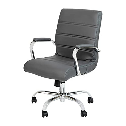 Flash Furniture Mid-Back LeatherSoft Executive Office Chair, Gray/Chrome - color: Gray/Chrome Frame