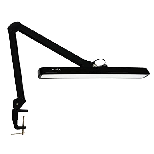 LED Architect Desk Lamp with Clamp, 30W 2500LM, Black 30CCT | 324 LEDs deliver flicker-free lighting with 5 color modes, 5 brightness levels, and reinforced dual metal arms - color: Black