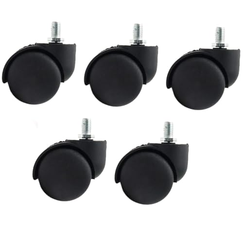 Office Chair Wheels 2 Inch Wheel Caster Replacement 10mm Threaded Dia -5pcs