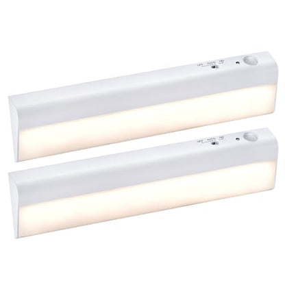 PureOptics LED Battery Operated Under Cabinet Lighting, Motion Sensor On/Off, Warm White LED, Stick-On Install for Kitchen & Closets - 2 Bars - size: 2 Bars