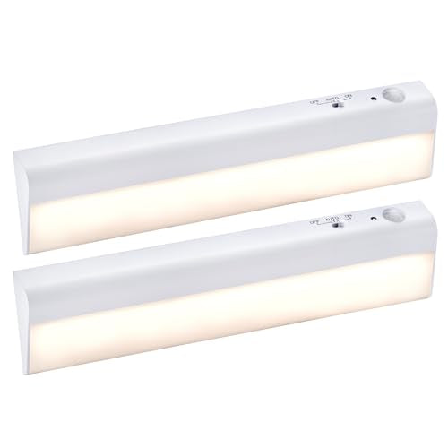PureOptics LED Battery Operated Under Cabinet Lighting, Motion Sensor On/Off, Warm White LED, Stick-On Install for Kitchen & Closets - 2 Bars - size: 2 Bars