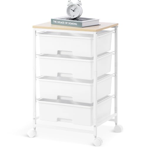 SYKIARIOL Rolling Cart with Drawers, 4-Drawer Utility Cart, Bright White (Pack of 2) - color: Bright White, size: 4 Drawers (Pack of 2)
