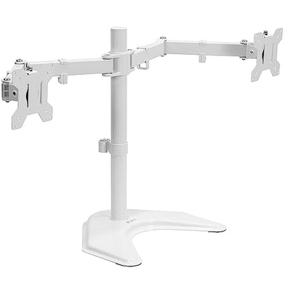 VIVO Dual LED LCD Monitor Free-Standing Desk Stand - color: White, size: 13" - 32" screens