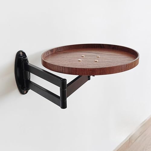 Wall-Mounted Small Desk Table 11.8in Fold Down Table Bedside Folding Coffee Table with Retractable Shelf 180° Detachable Flip-Out Design Auxiliary Tables for Bedroom Bathroom Study Living Room(Walnut) - color: Walnut