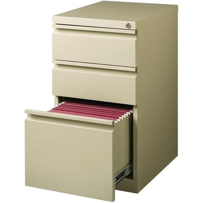 Pemberly Row 27.75" H X 15.00" W Modern 3 Drawer Metal Mobile Filing Cabinet in Putty with Lock Included - color: Beige