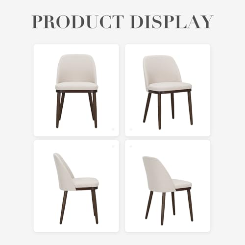 COLAMY Upholstered Dining Chairs Set of 2, Modern Kitchen Chairs with Back, Fabric Side Chair with Wood Legs for Dining Room Kitchen Restaurant, Beige