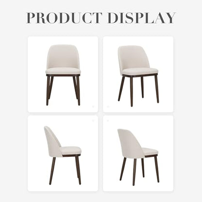 COLAMY Upholstered Dining Chairs Set of 2, Modern Kitchen Chairs with Back, Fabric Side Chair with Wood Legs for Dining Room Kitchen Restaurant, Beige