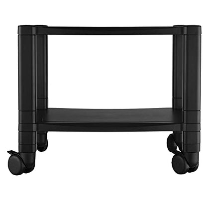 Kantek Mobile Printer Stand Cart, 2 Shelf with Drawer, Adjustable Height, Cable Management, Locking Casters, 17" x 13.25" x 14.12" - size: 17-Inch Standard, style: 2-Shelf