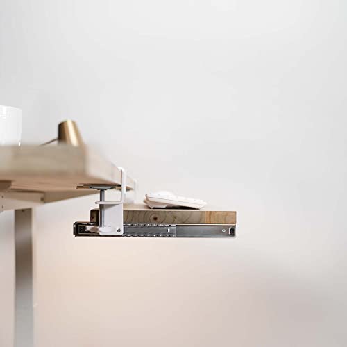 VIVO Clamp and 12 inch Rail Set for DIY Custom Wooden Keyboard Trays (Tray Not Included), Under Desk Pull Out Slider Track with Extra Sturdy C-clamp Mount System, White, MOUNT-RAIL02W - color: White