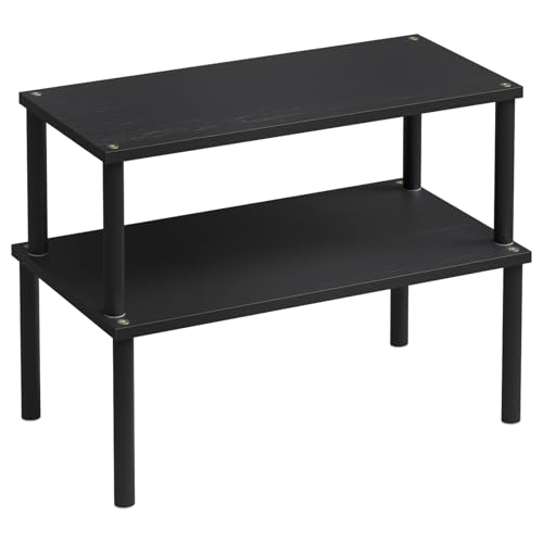 VERTORGAN 2 Pack Cabinet Organizer Shelf,Bamboo Countertop(Large,Black) - color: Black, size: 15.8"W