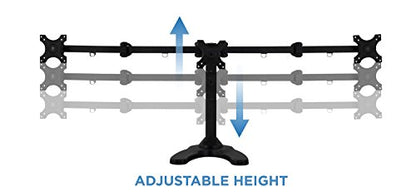 Mount-It! Triple Monitor Stand for 3 Screens up to 24", Height Adjustable Desk Mount with Free Standing or Grommet Base, 22 lbs per Arm, VESA 75x75 100x100 Compatible, Full Motion Monitor Mount MI-789