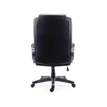 Alera Kirkdale Leather Manager Office Chair, High-Back Executive Computer Chair, Adjustable Seat Height, Supports Up to 275 lb, Black
