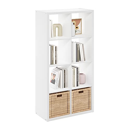 Furinno Cubicle Open Back Decorative Cube Storage Organizer, 8-Cube, White - color: White, size: 8-Cube