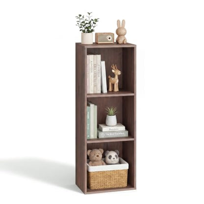 3 Cube Walnut Book Shelf, Tall Bookcase for Home Office Bedroom Living Room - color: Walnut, size: 3 Cube