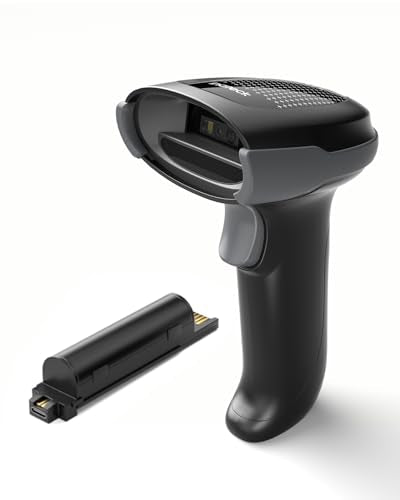 Inateck Wireless 2D Barcode Scanner Bluetooth, 1MP QR Code Reader with 2 2000mAh Batteries, 130ft Bluetooth Range, Plug and Play for Windows Mac Android iOS