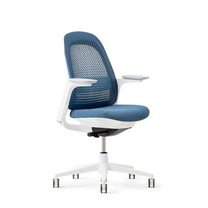 Haworth Breck Ergonomic Office Chair, Home Office Desk Chair, Lagoon | Computer Desk Chair with Height-Adjustable Lumbar Support, White Trim, Duo-Tone Hard Casters, and 4D-Arms - color: Lagoon, style: White Trim
