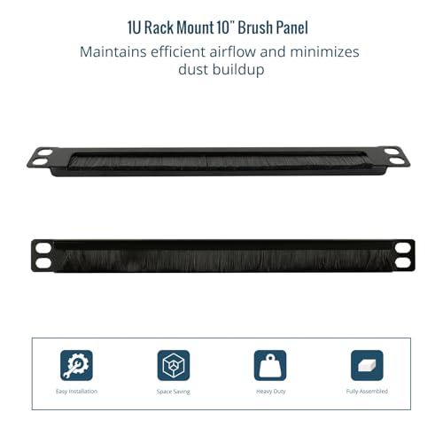 Tecmojo 2 Pack 0.5U Cable Management Brush Panel for 10" Server Rack, Rack Mount Cable Organizer for Network Cabinet, Black - size: 0.5U Brush Panel/2 Pack