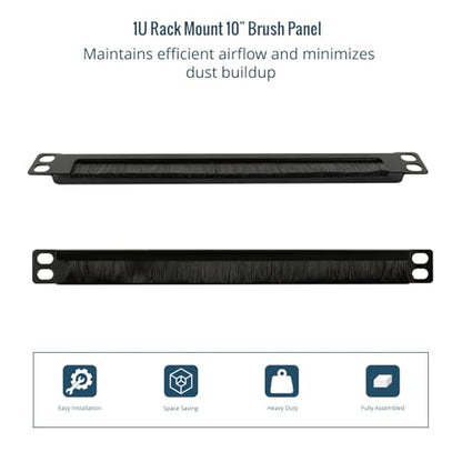 Tecmojo 2 Pack 0.5U Cable Management Brush Panel for 10" Server Rack, Rack Mount Cable Organizer for Network Cabinet, Black - size: 0.5U Brush Panel/2 Pack