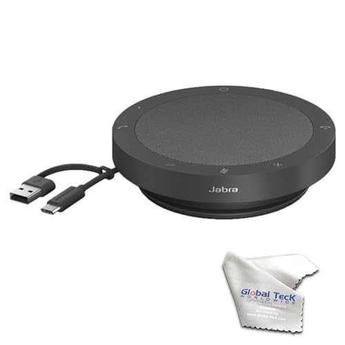 Jabra Speakerphone Speak2 40 UC with Global Teck Microfiber Cloth, Compatible with PC/Mac, Smartphone & Tablet - for Conferencing, Distance Learning, Remote Work, School, Streaming