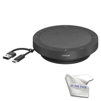 Jabra Speakerphone Speak2 40 UC with Global Teck Microfiber Cloth, Compatible with PC/Mac, Smartphone & Tablet - for Conferencing, Distance Learning, Remote Work, School, Streaming