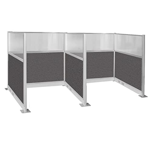 Versare Pre-Configured Hush Panel Electric Cubicle | Workstation Divider Walls | Cubicle Privacy Panels | Office Partition Walls - color: Charcoal Gray, size: 6' x 6' W/ Window Double