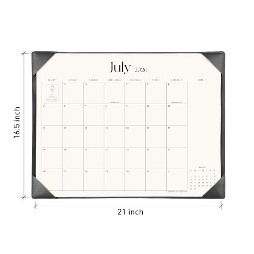 Simplified Desk Calendar 2026 with Desktop Mat, Cabbrix Large Desk Pad Calendar 21" x 16-1/2" January 2026 to June 2027, Desk Blotter Calendar for Home School and Office (Dark Black) - color: Dark Black