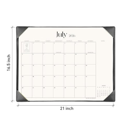 Simplified Desk Calendar 2026 with Desktop Mat, Cabbrix Large Desk Pad Calendar 21" x 16-1/2" January 2026 to June 2027, Desk Blotter Calendar for Home School and Office (Dark Black) - color: Dark Black