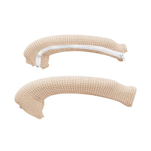 FORCHEER Office Chair Armrest Cover with Zipper 15inch Stretchable Water Resistant Computer Office Chair Arm Rest Slipcover for Desk Chairs Arm 2Pack-Beige - color: Beige, size: Chair Armrest Cover
