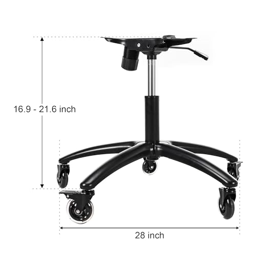Frassie Office Gaming Chair Metal Base Set Replacement Part | 28 Inch Wide Chair Legs with Bottom Plate Stand Cylinder, 2 Wheels with Brake