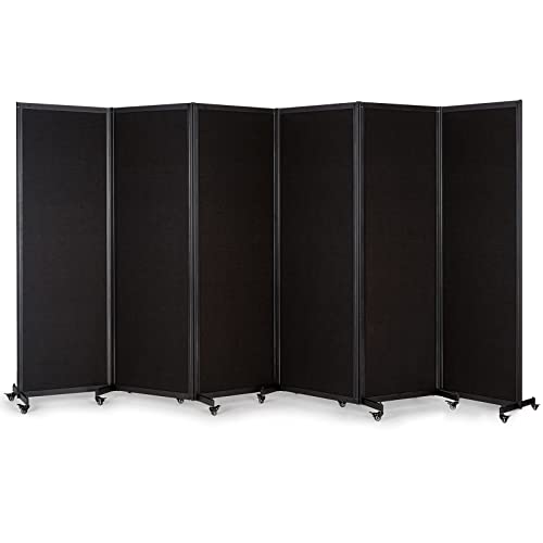 Room Partition, 12'7"L* 6'7"H,6 Panel,Black - color: Black, size: 151"(L)*78.7"(H)
