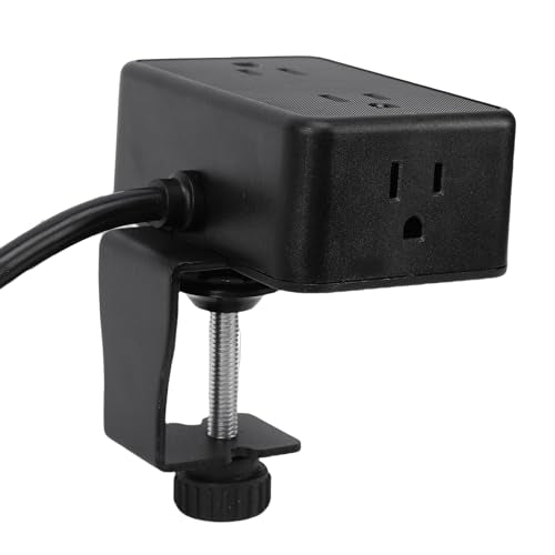 Desk Clamp Power Strip, 4 AC Outlets, Fast Charge USB Ports, for Home and Office Charging Station (US Plug)