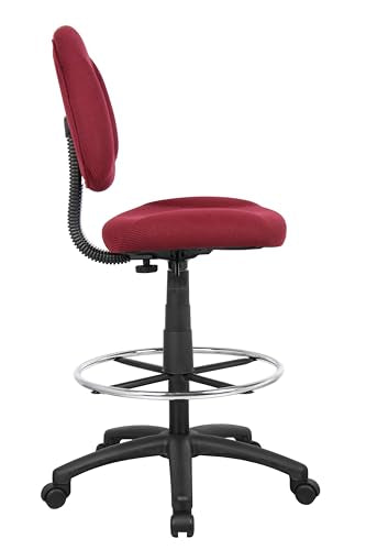 Boss Office Products B1615-BY Ergonomic Works Drafting Chair Without Arms, Burgundy, Mid-Back - color: Burgundy, style: No Arms