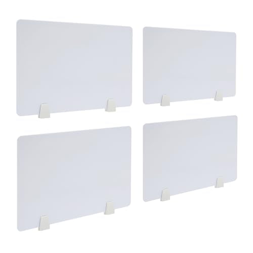 4PCS Desk Dividers Office Partitions, Privacy Desk Panel Protective, Acrylic Plexiglass Shield with Clamps for Offices Schools Call Centers - 23.6”L X15.8”W - color: White