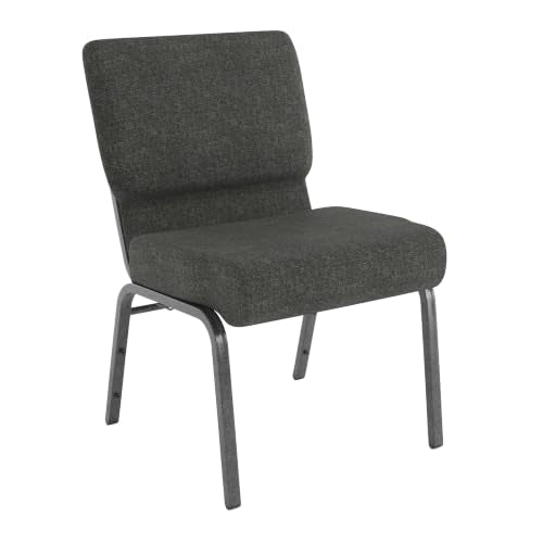 Flash Furniture 4 Pack HERCULES Series 21''W Church Chair in Dark Gray Fabric - Silver Vein Frame - color: Dark Gray Fabric/Silver Vein Frame, size: Set of 4