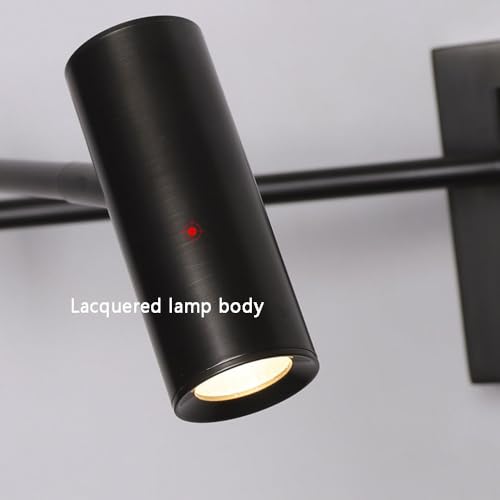 LED Swing Arm Wall Sconce with Dimmer Switch Modern Adjustable Wall Mounted Reading Lamp Black Metal Directional Task Light for Bedroom Bedside Living Room Hallway Office Dorm Art Display