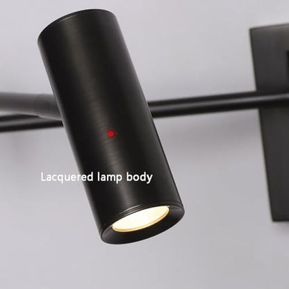 LED Swing Arm Wall Sconce with Dimmer Switch Modern Adjustable Wall Mounted Reading Lamp Black Metal Directional Task Light for Bedroom Bedside Living Room Hallway Office Dorm Art Display