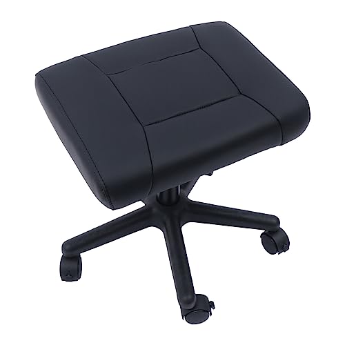 Adjustable Height Office Footrest with Wheels 360 Rolling Multi-Use Stool for Gaming Home Office, Black