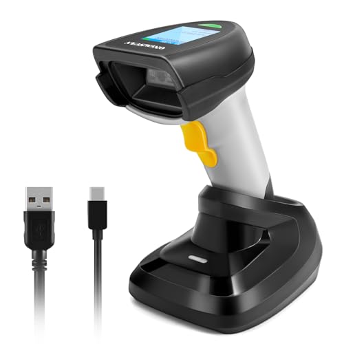 Barcode Scanner Wireless, QR Code Scanner Handheld Bar Code Scanners with Base 2 in 1 USB Wired Connection & 2.4G Wireless 1D&2D&PDF417 Data Matrix Automatic Barcode Reader - color: NS-2206PT