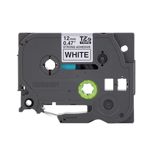 Brother Genuine P-Touch TZe Black Print on White Label Tape (TZeS231), Strong Adhesive Laminated, ~1/2in x 26.2ft (12mm x 8m), for Select P-Touch Label Makers, Water-Resistant, Extra Strength - color: Black Print on White Extra Strength Tape, size: Pack o