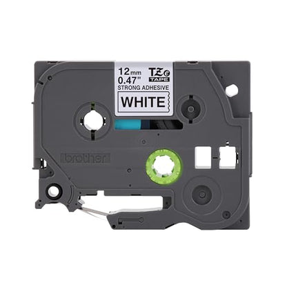Brother Genuine P-Touch TZe Black Print on White Label Tape (TZeS231), Strong Adhesive Laminated, ~1/2in x 26.2ft (12mm x 8m), for Select P-Touch Label Makers, Water-Resistant, Extra Strength - color: Black Print on White Extra Strength Tape, size: Pack o