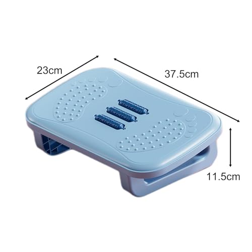 Office Desk Footrest Rocking Foot Stool Ergonomic Support Massage Rollers Solid PP Material Suitable for Working Adults Kids Home, Light Blue - color: Light Blue
