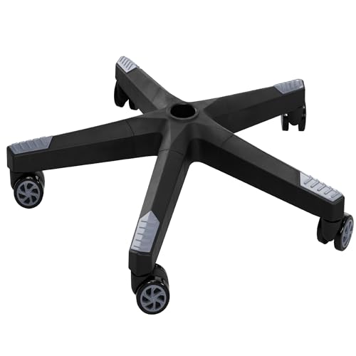 28" Heavy Duty Nylon Gaming Office Chair Base Replacement Part with Wheels | Computer Chair Base Legs with 5 Casters - color: Grey