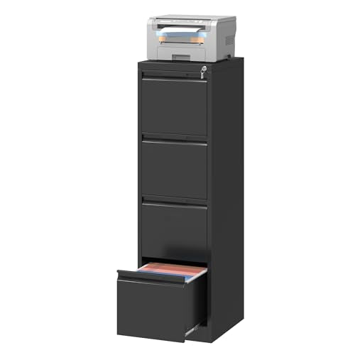 4 Drawer File Cabinet,Metal Vertical File Storage Cabinet with Lock,Filing Cabinets for Home Office,A4 Legal/Letter-Assembly Required/Black - color: Black, size: Vertical 4 Drawer