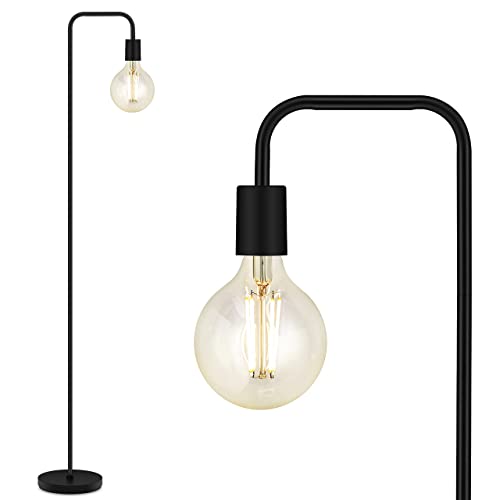 BoostArea Floor Lamp, Industrial Floor Lamp, 63 Inch Standing Lamp, E26 Socket, On/Off Footswitch, Whole Metal, ETL Listed, Modern Small Lamp for Bedroom, Living Room, Minimalist, Vintage, Mid Century - color: Black