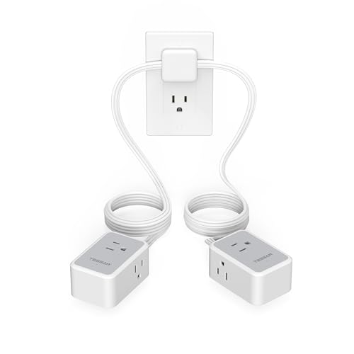 TESSAN Double Ended Flat Plug Power Strip, Twin Extension Cord 12 FT, Grey | 3 Non Blocking Outlets 6ft Power Splitter on Each Side, Dual Split Outlet Extension for Home Office Dorm Room - color: Gray, size: 6 FT (Double Ended)