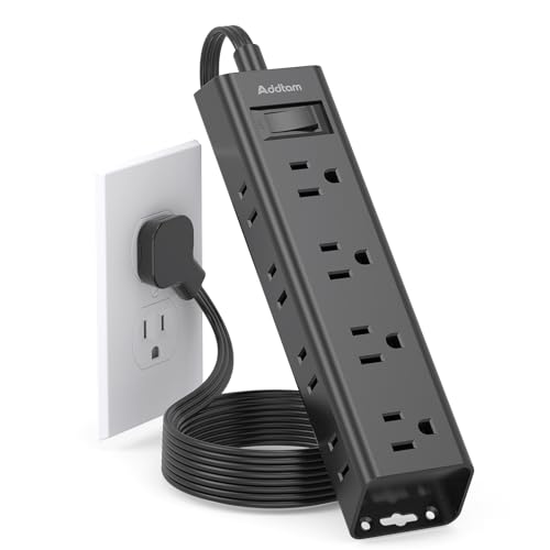 Extension Cord Flat Wall Plug - Surge Protector Power Strip with 12 Outlets | 5ft, Outlet Extender with Multiple Outlets, Wall Mount, Desk Charging Station for Home Office Dorm Room Essentials, Black - color: Black, size: 5 Ft