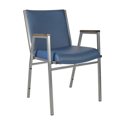 Flash Furniture Hercules Vinyl Stack Chair with Arms, Navy - color: Navy Vinyl, size: Set of 1