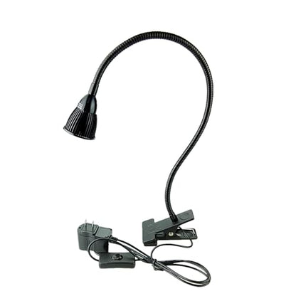 QUANS 5W COB Clip-on Adjustable Gooseneck Cool White LED Desk Reading Light | 19 Inch Black Adjustable Neck, 6000K 6500K, US Plug On/Off Switch, Metal Clamp for Sewing Study Bedside Craft Work Lighting - color: Cool White