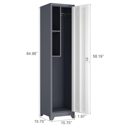 Slim Utility Cabinet, 65”H Bathroom Storage with Doors and Shelves - color: 65"h 1 Door - Grey/White